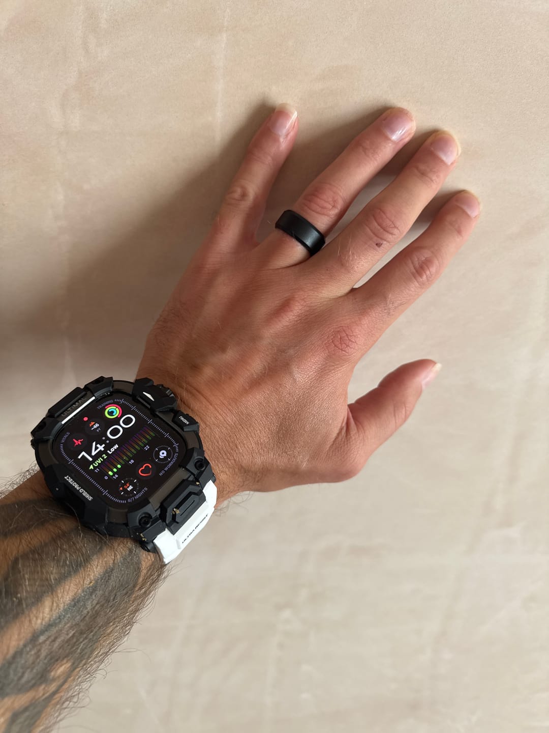 Customer photo review of Men's Tactical Silicone Rings, 9mm Wide 2.5mm Thick Rubber Wedding Bands for Him, Breathable Working Man's Performance Ring