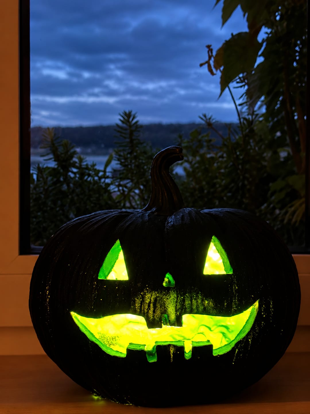 Customer photo review of Schwarzer LED Kürbis mit grünem Licht – Halloween Dekoration