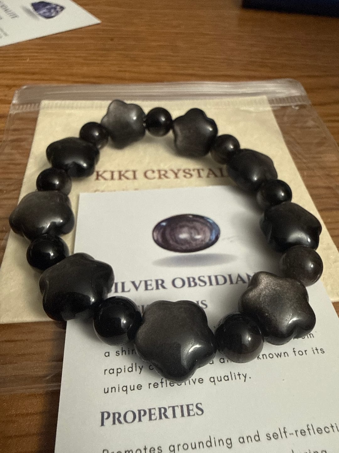 Customer photo review of Silver Obsidian Star Bracelet 13.7-14.0mm