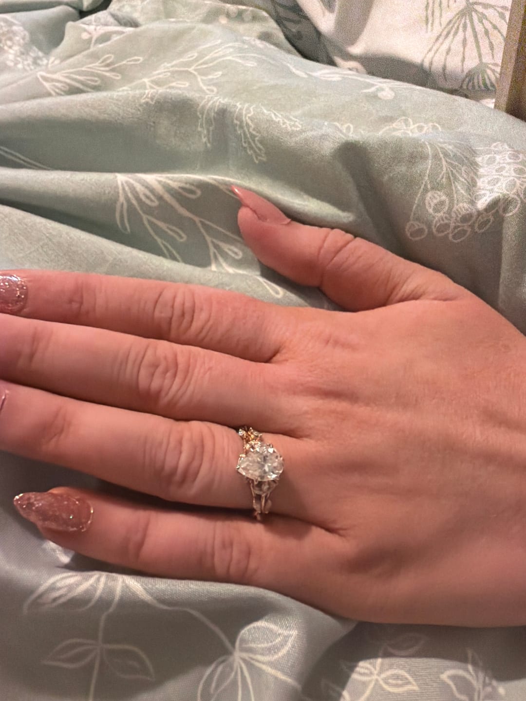 Customer photo review of 3 Carat Nature-Inspired Pear Cut Moissanite Ring