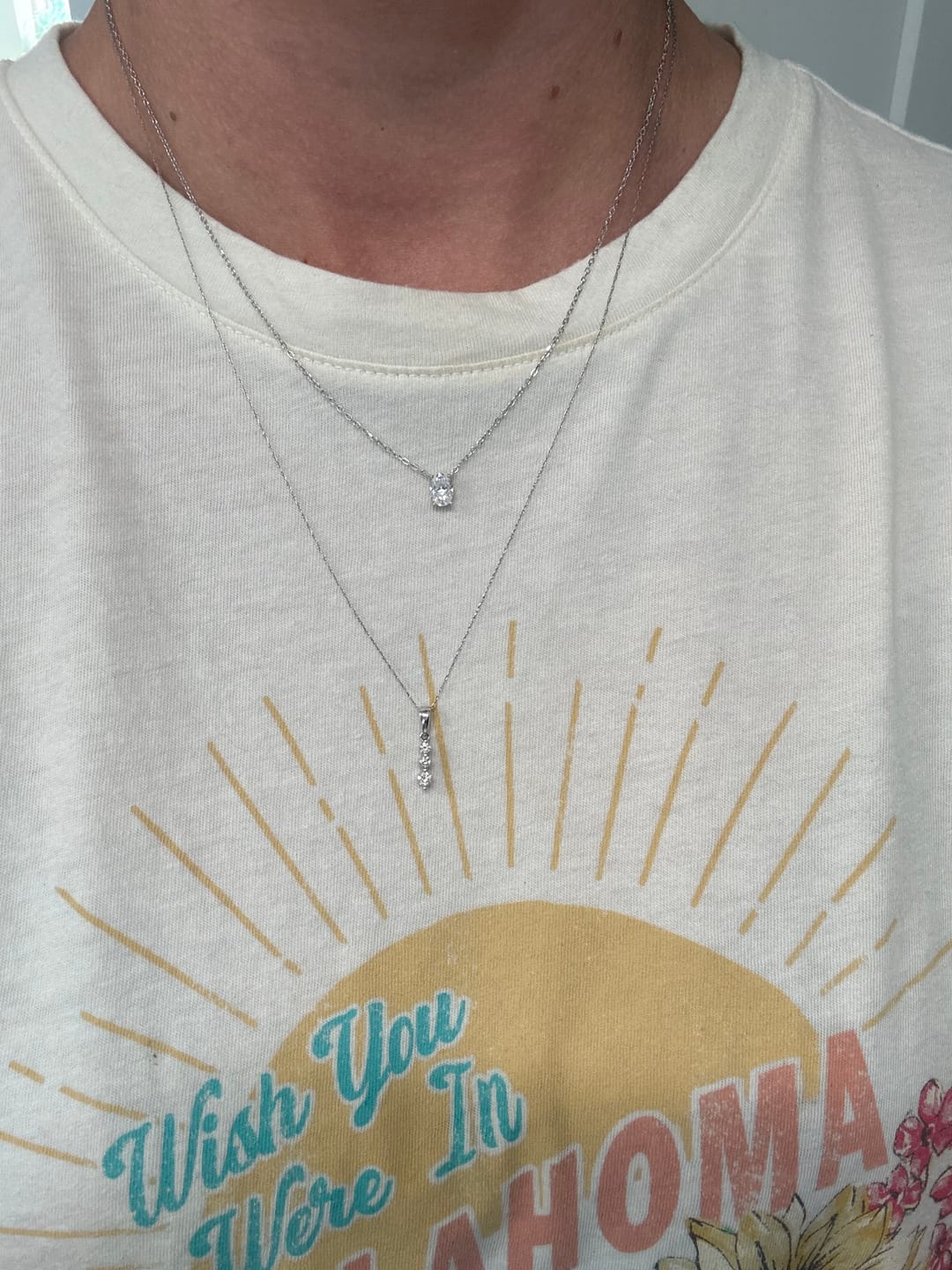 Customer photo review of Oval Cut Moissanite Necklace