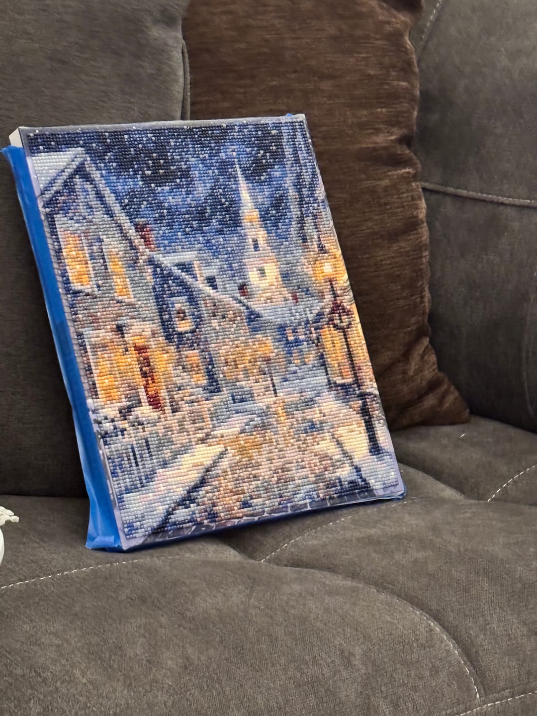 Customer photo review of Snowfall Night in Nantucket (Diamond Painting)
