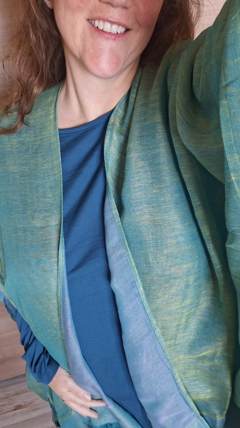 Customer photo review of NEW! Cotton Linen Tassel Trudi Poncho No. 4