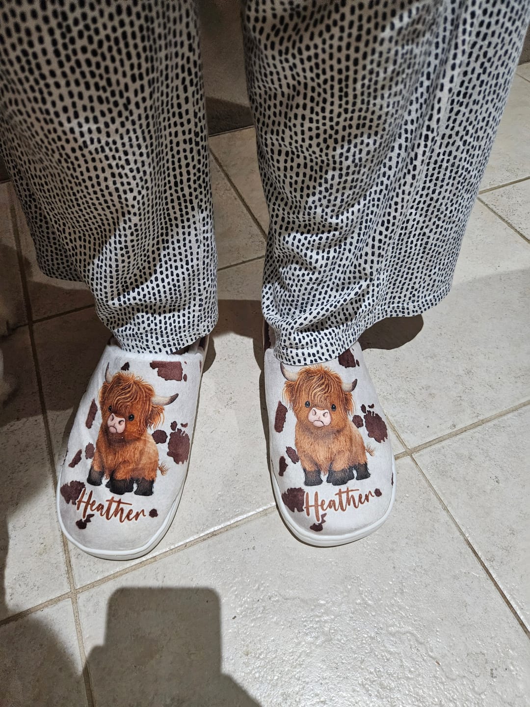 Customer photo review of Love Highland Cows - Personalized Slippers