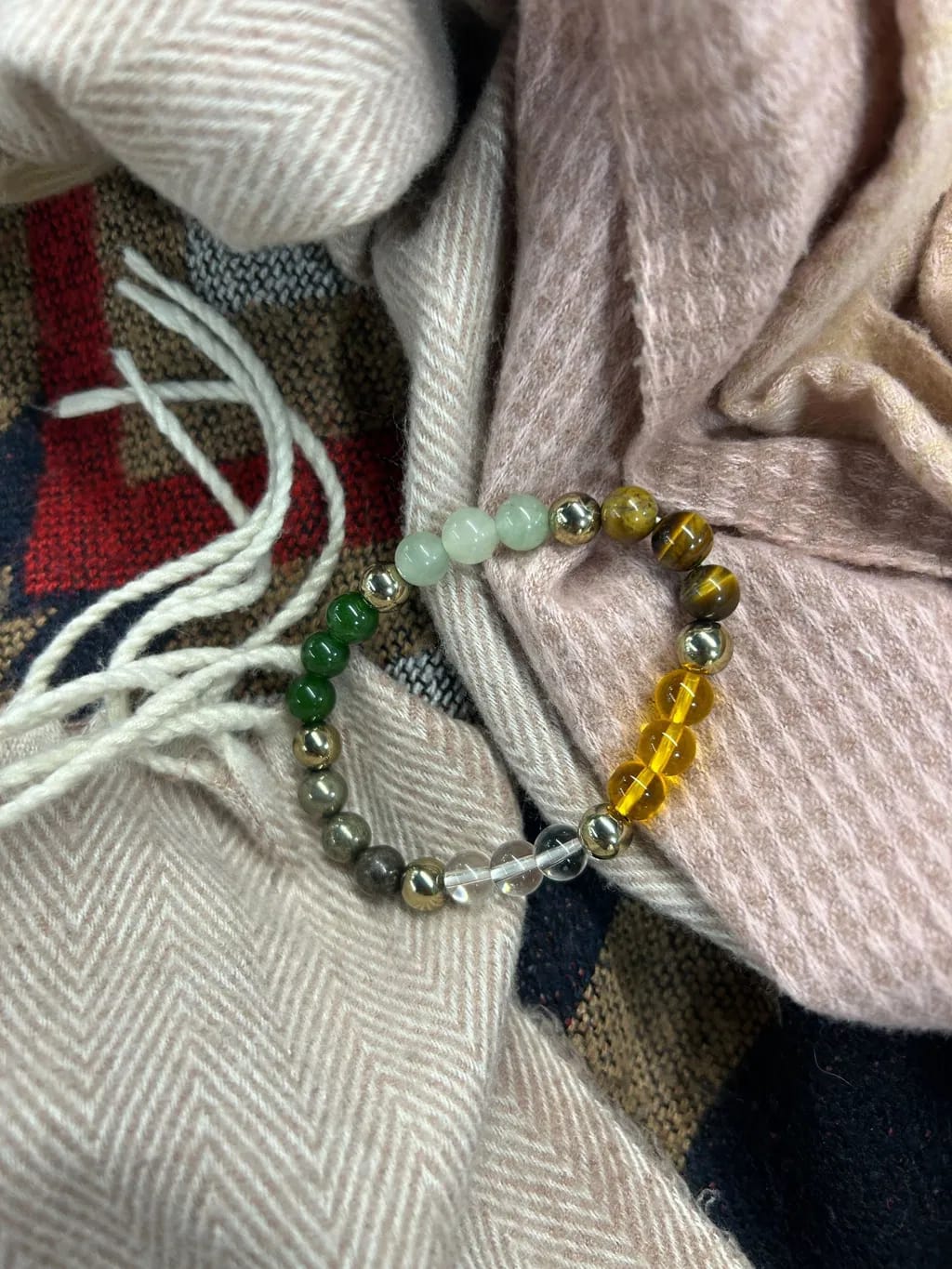 Customer photo review of Dhan Yog Bracelet – Natural Gemstone Bracelet for Prosperity & Abundance