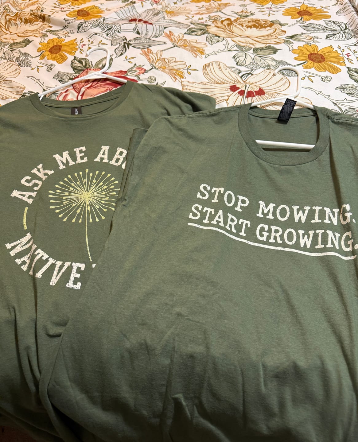 Customer photo review of Stop Mowing T-Shirt
