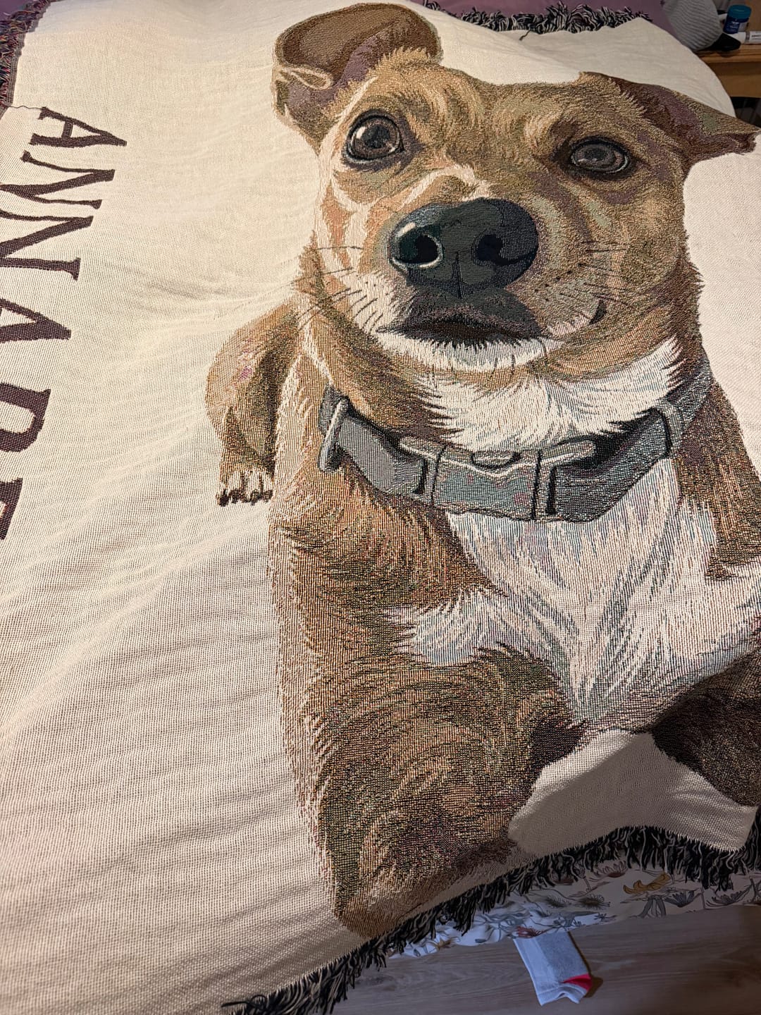 Customer photo review of Custom Heirloom Pet Throw Blanket
