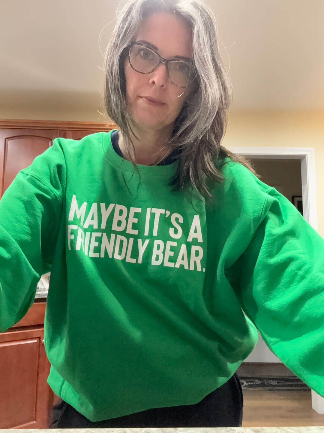 Customer photo review of Maybe It’s a Friendly Bear Unisex Sweatshirt