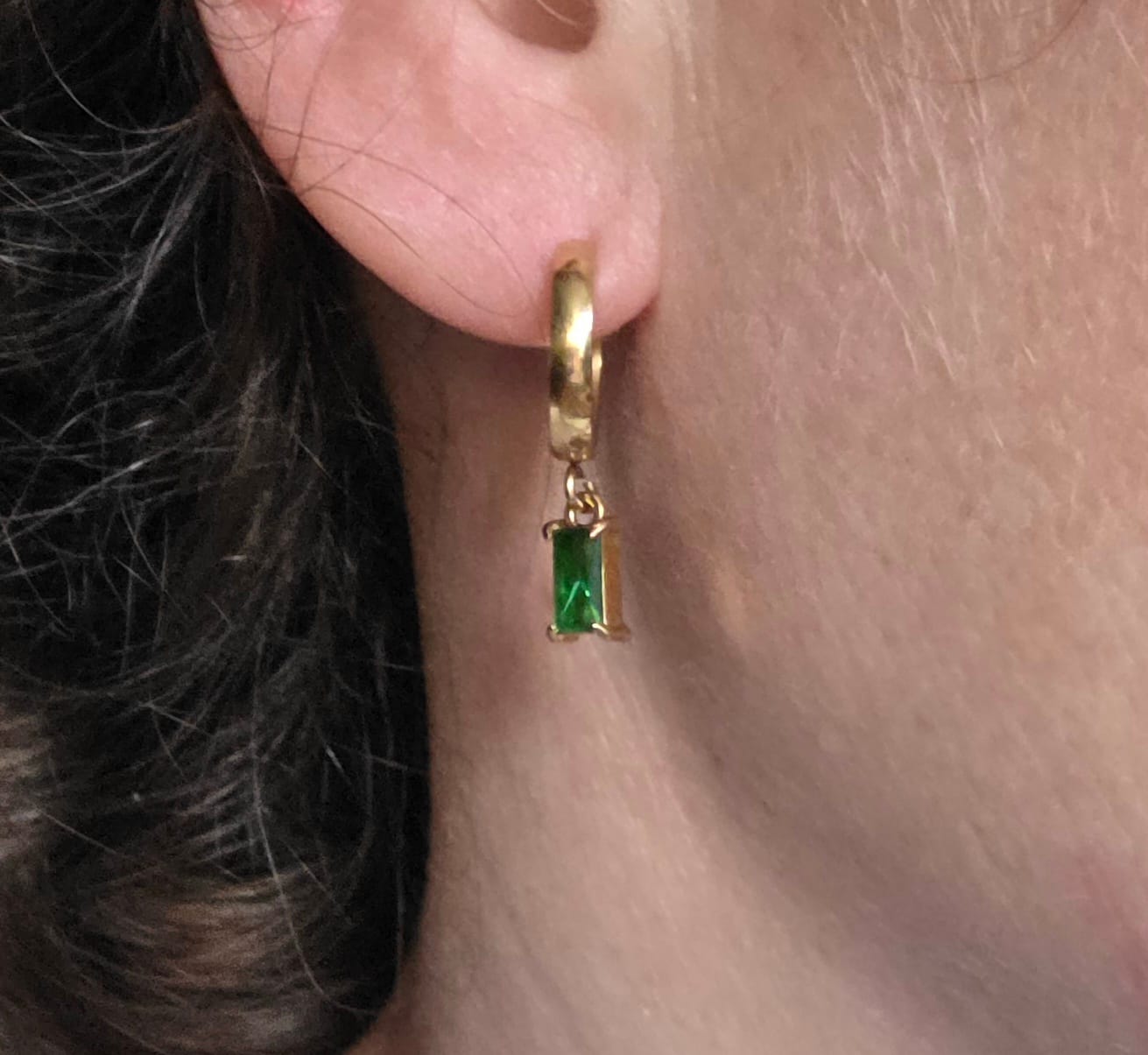 Customer photo review of Bella Birthstone Huggies Earrings (Bundle)