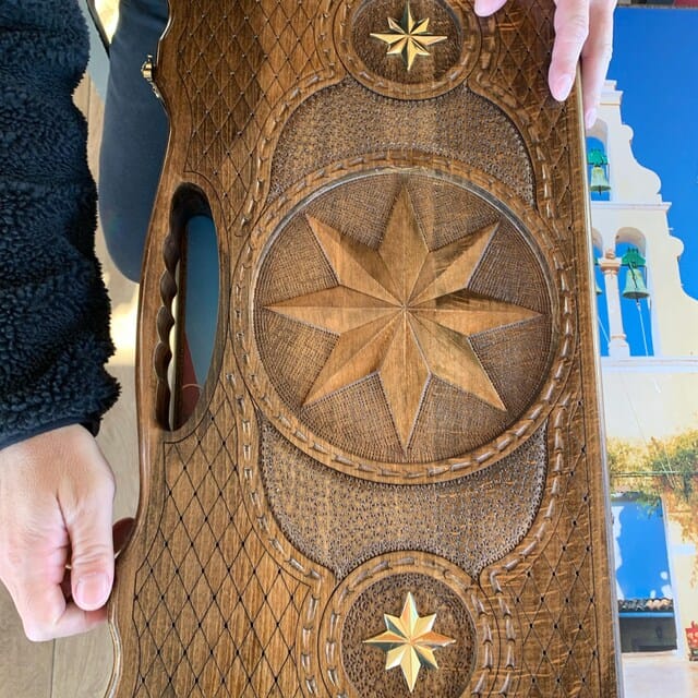 Customer photo review of Eight-Pointed Star and Metal Stars Backgammon Set with Handle