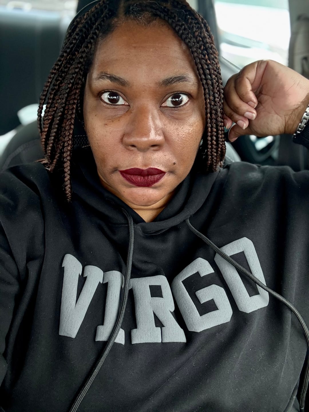 Customer photo review of Chocolate Zodiac Puff Hoodie