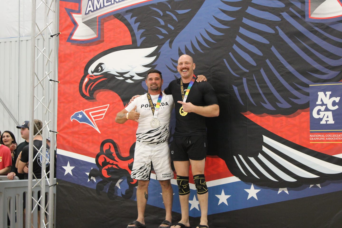 Customer photo review of WHITE BELT COMPETITION RANKED FIGHT SHORTS