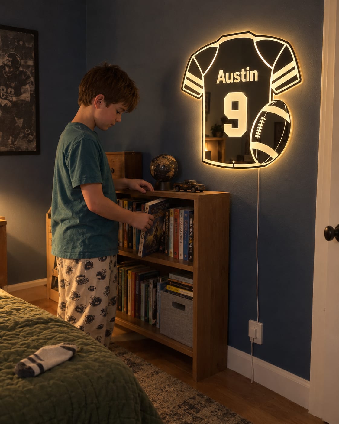 Customer photo review of Personalized Football Jersey LED Mirror