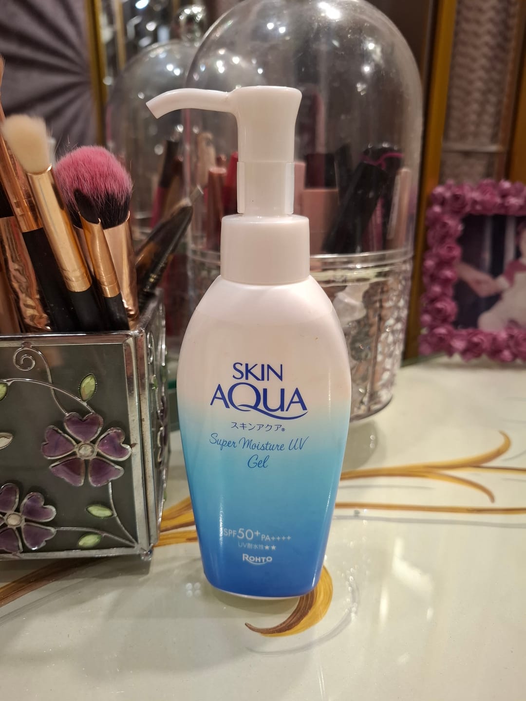 Customer photo review of Skin Aqua Super Moisture UV Gel 140g Pump SPF50+ PA++++