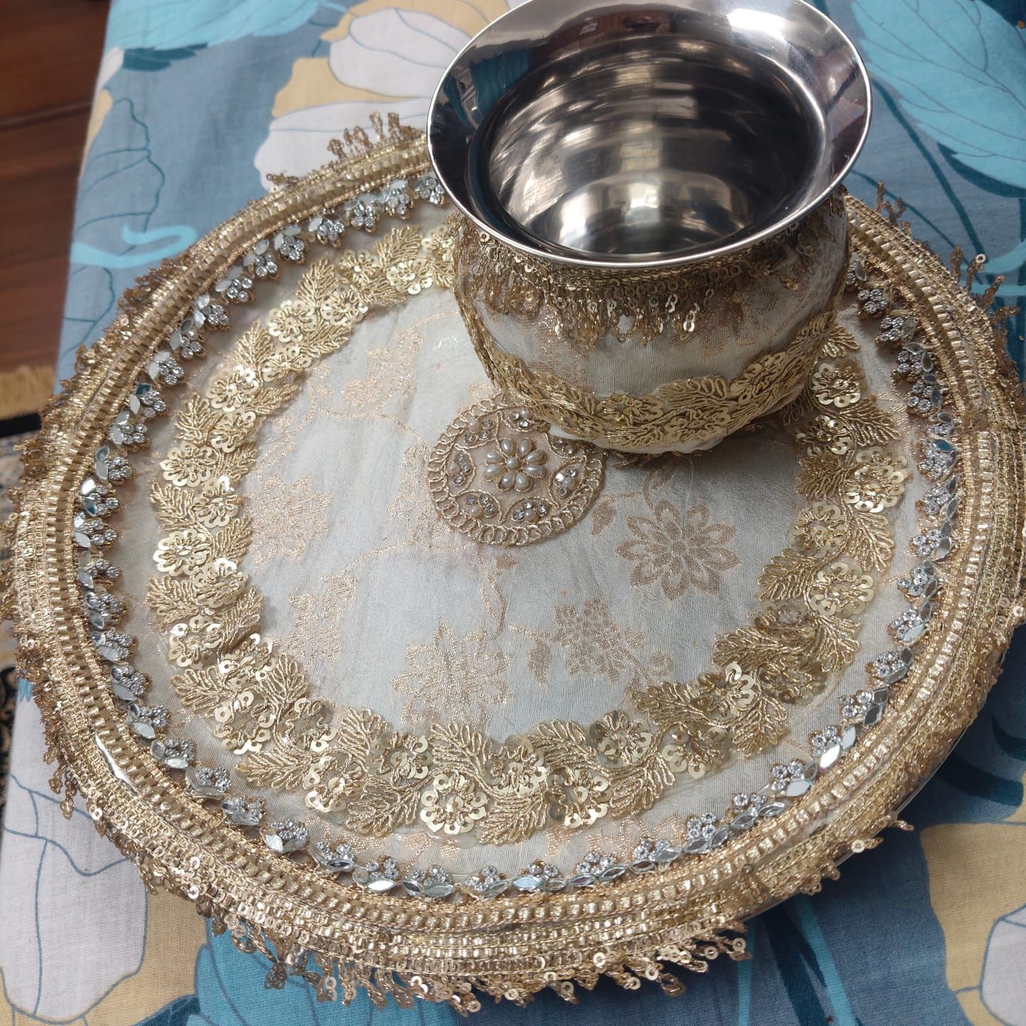 Customer photo review of Golden Karwa Chauth Thali Set | Luxe Edition | Pack of 3