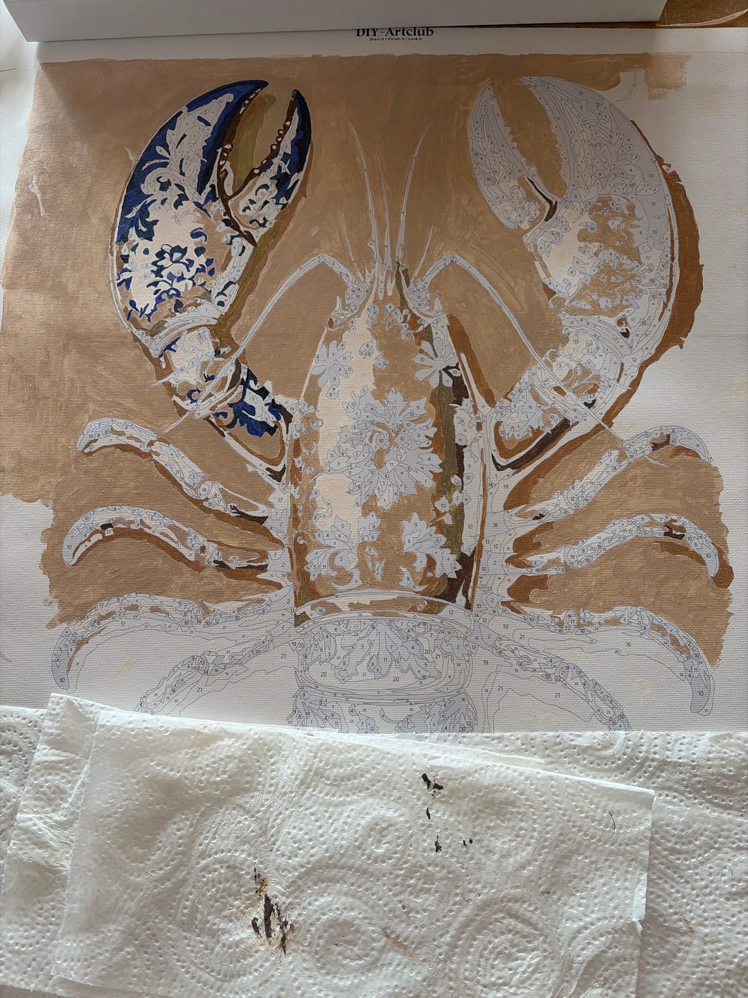 Customer photo review of Delft Lobster | Paint by Number