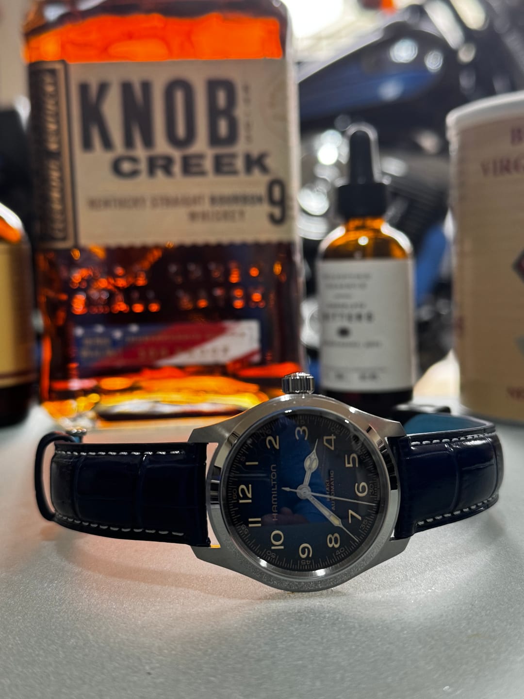 Customer photo review of Leather - Crocodile Grain - Berry Blue