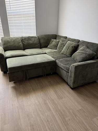 Customer photo review of Chenille Pull Out Sleeper Sofa with Storage Ottoman