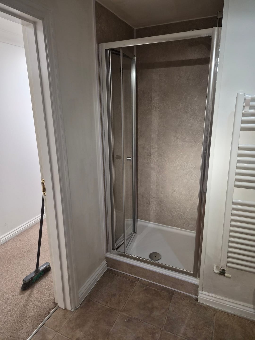 Customer photo review of Premium Beige Concrete Matt Shower Wall Panel - 1M x 2.4M