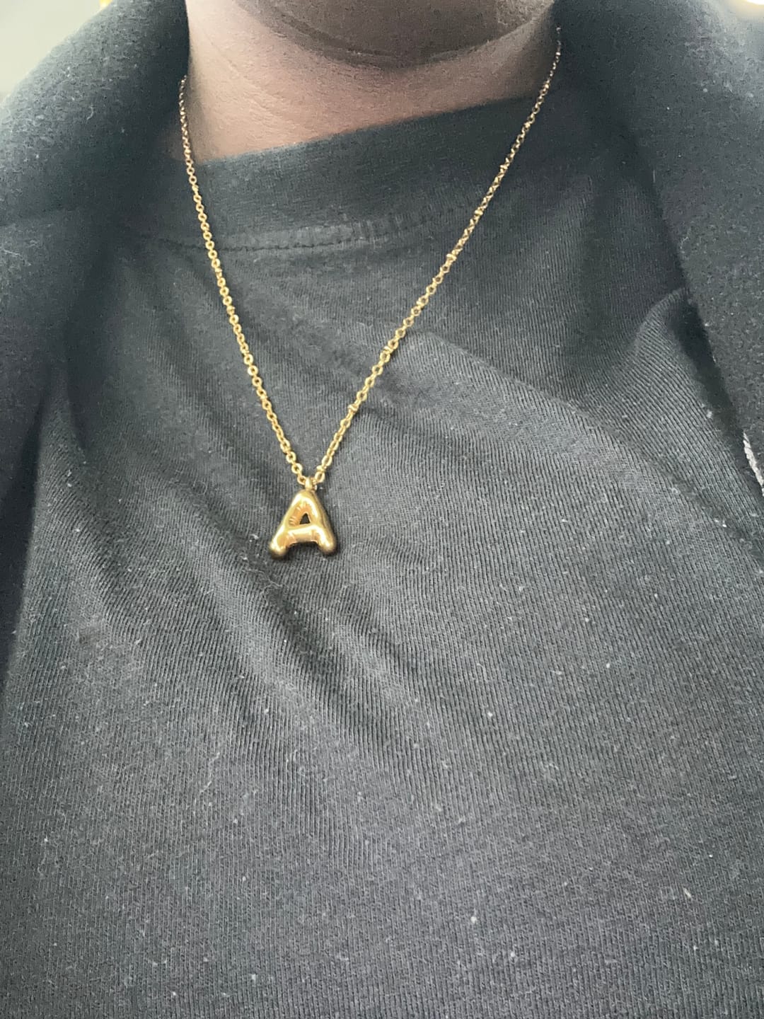 Customer photo review of Bubble Letter Initial Necklace (Bundle)