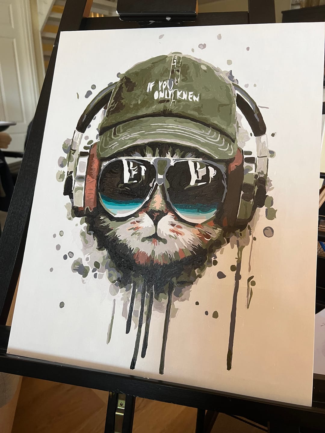 Customer photo review of Cool Cat with Headphones | Paint by Numbers