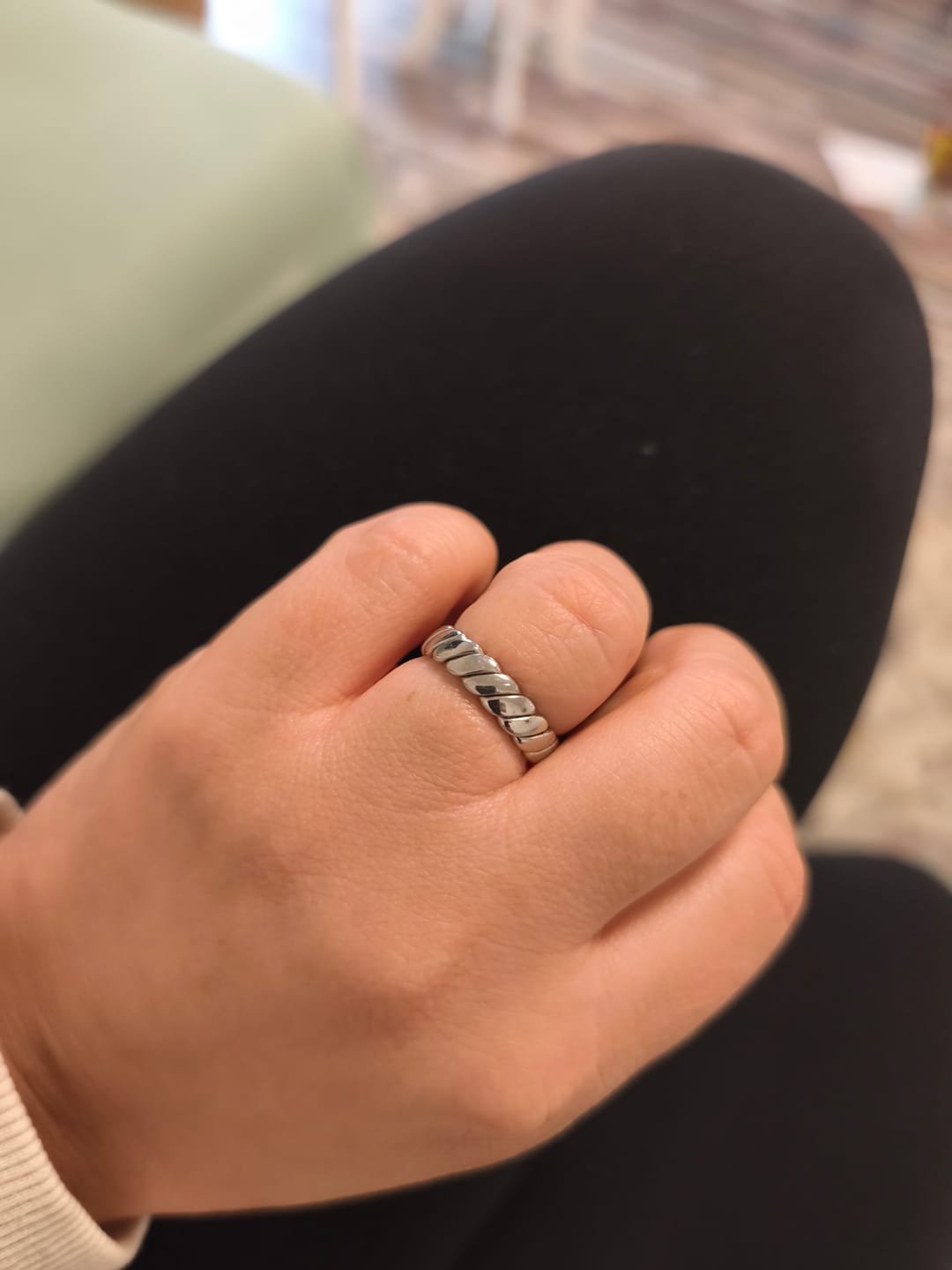 Customer photo review of Calira Twisted Infinity Silver Ring