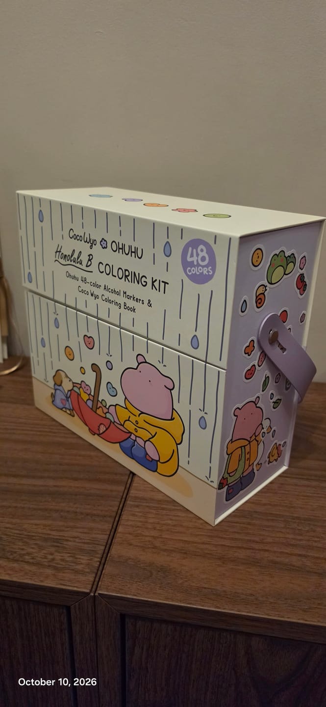 Customer photo review of Ohuhu x Coco Wyo Cozy Mood Coloring Kit, Honolulu B 48 Colors Alcohol Markers with Brush & Fine Dual Tips, Coloring Book with Mood Tracker Pages