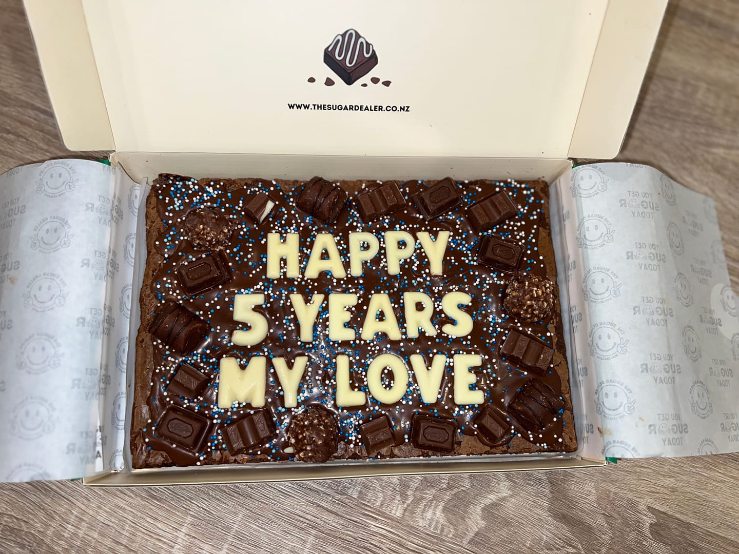 Customer photo review of Mega custom message chocolate fiend brownie