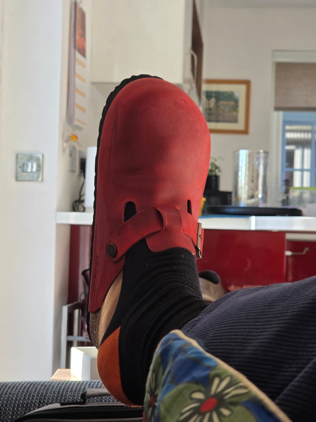 Customer photo review of Birkenstock Boston Red Oiled Leather Clogs