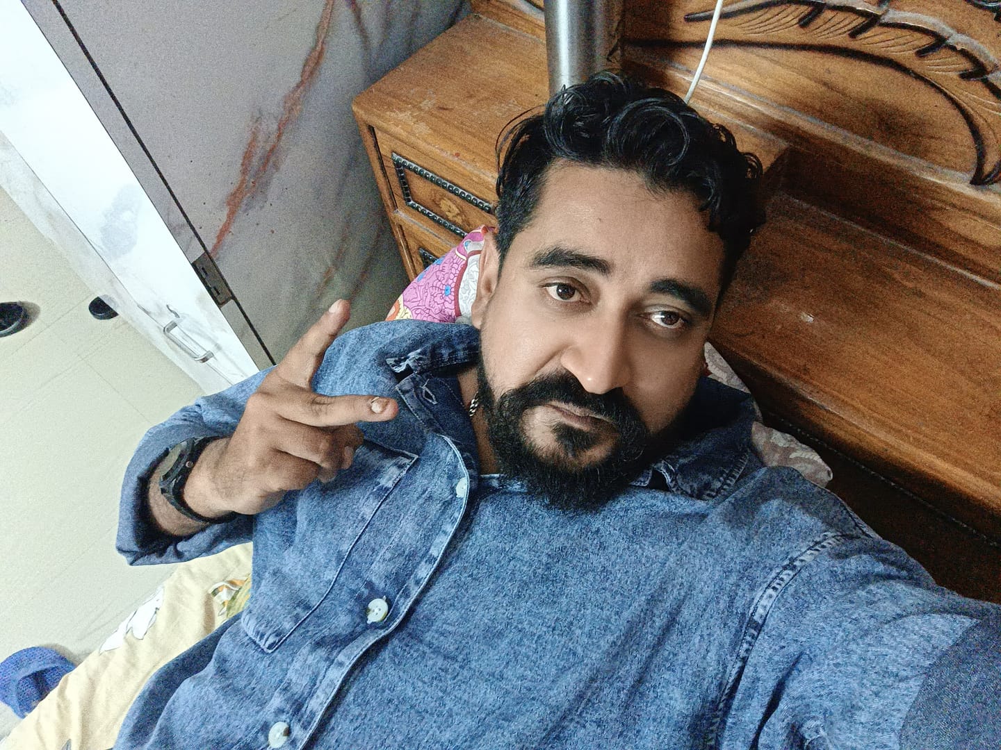 Customer photo review of Mid Blue Denim Shirt