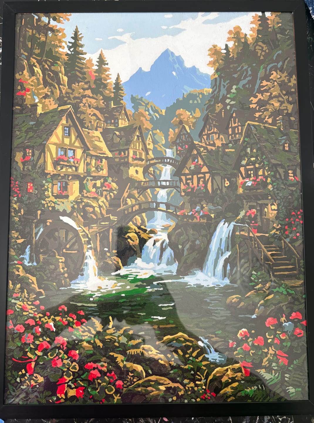 Customer photo review of Waterfall Village (Paint by Numbers)