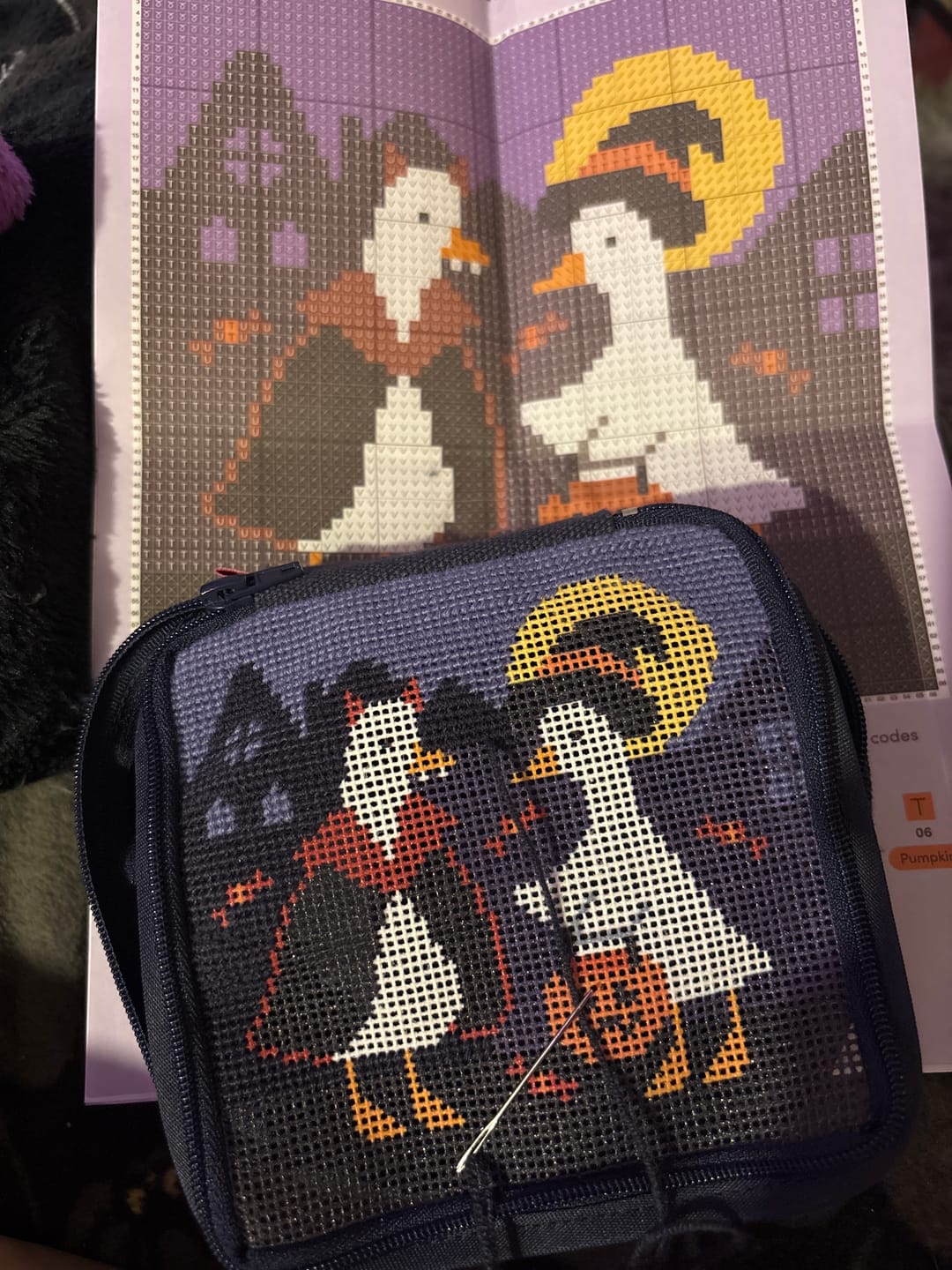 Customer photo review of TOIL AND TROUBLE - Needlepoint Pouch Kit