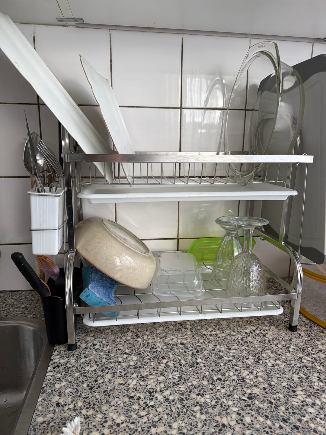 Customer photo review of Compact Dish Drying Rack with Drainboard and Utensil Holder – Rust‑Proof Metal