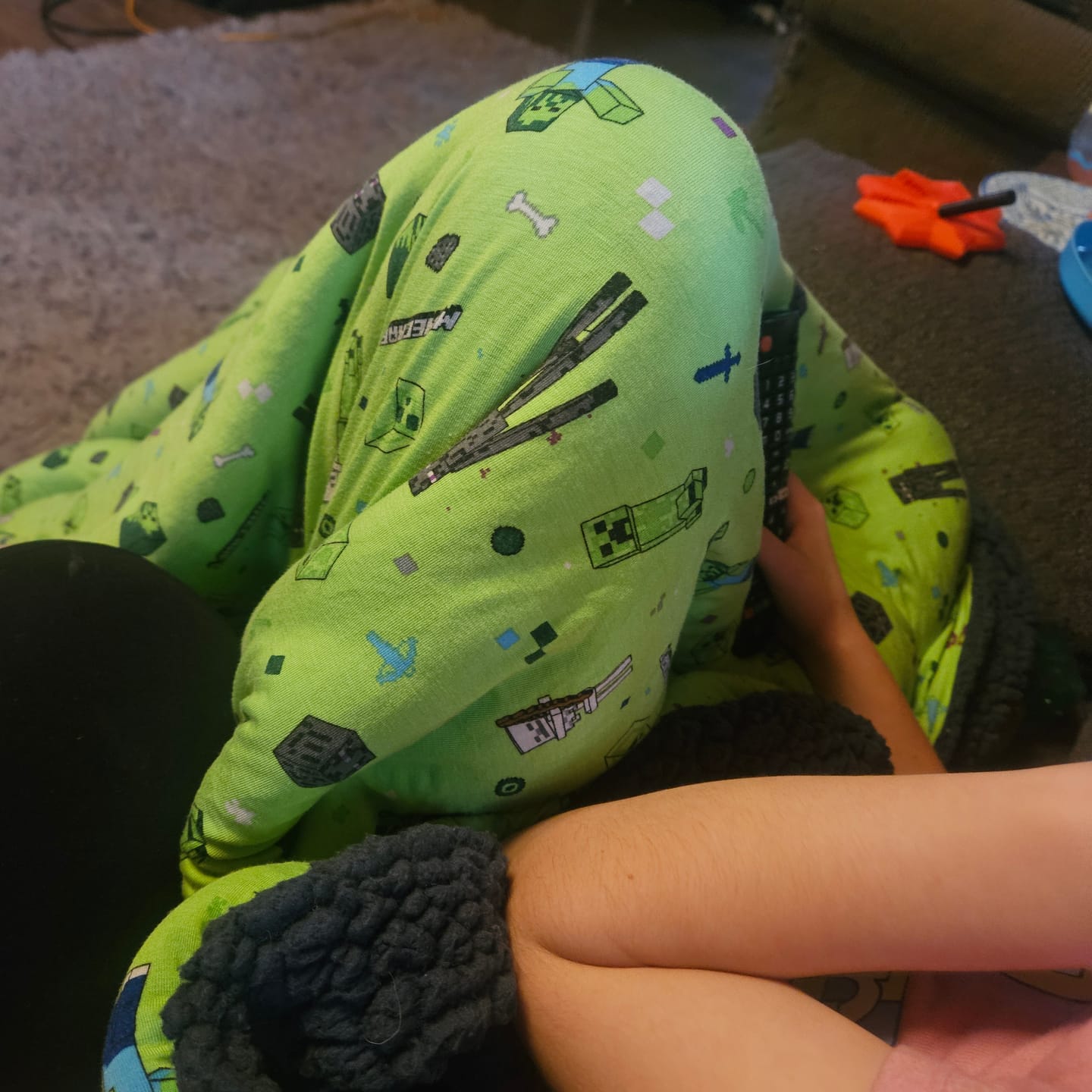 Customer photo review of Minecraft: Mob Squad Bamboo Sherpa Blanket