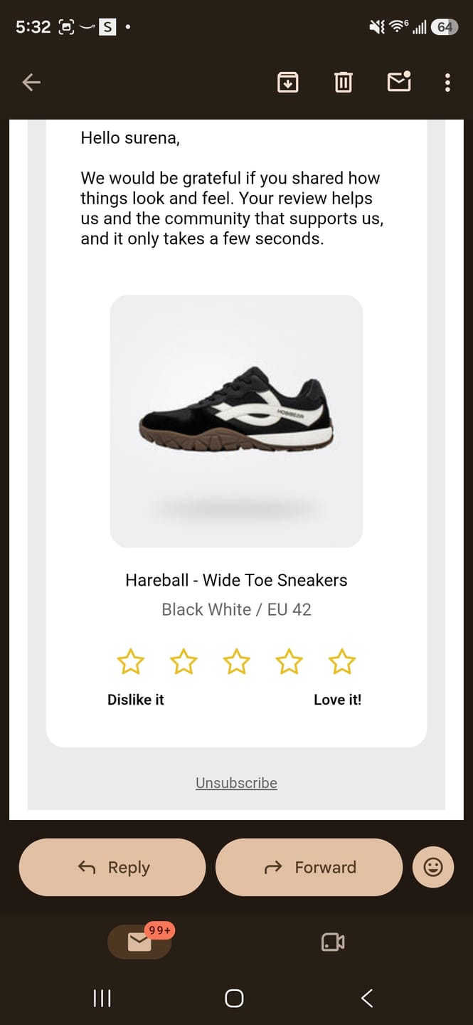 Customer photo review of Hareball - Wide Toe Sneakers