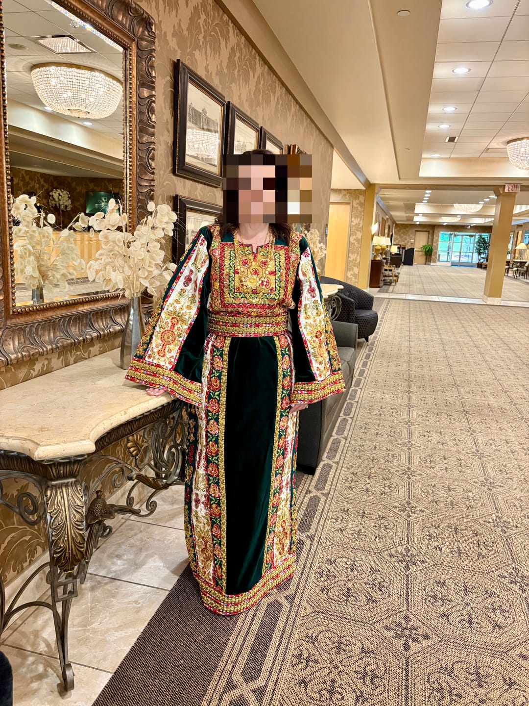 Customer photo review of New Green Floral Malika Velvet Thobe