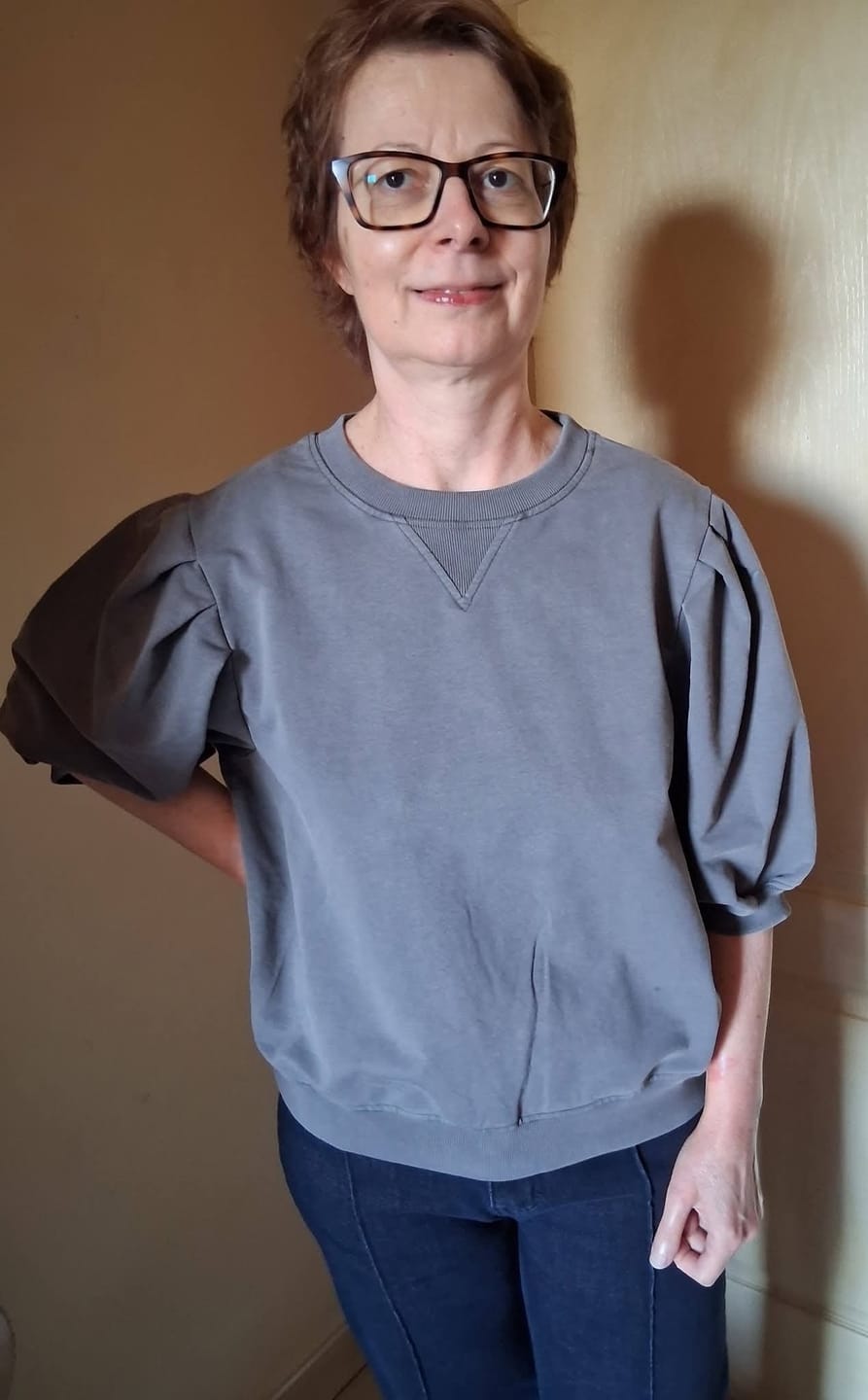Customer photo review of Washed Puff Sweatshirt / Grey