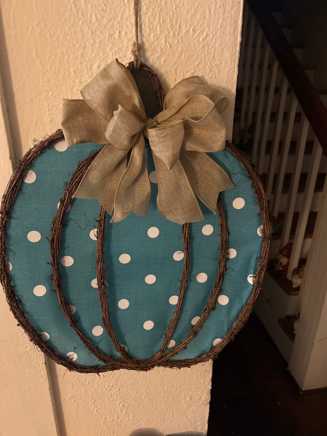 Customer photo review of 22.5"Hx16.5"L Vine/Fabric Pumpkin Light Teal/White/Brown/Natural KG305636