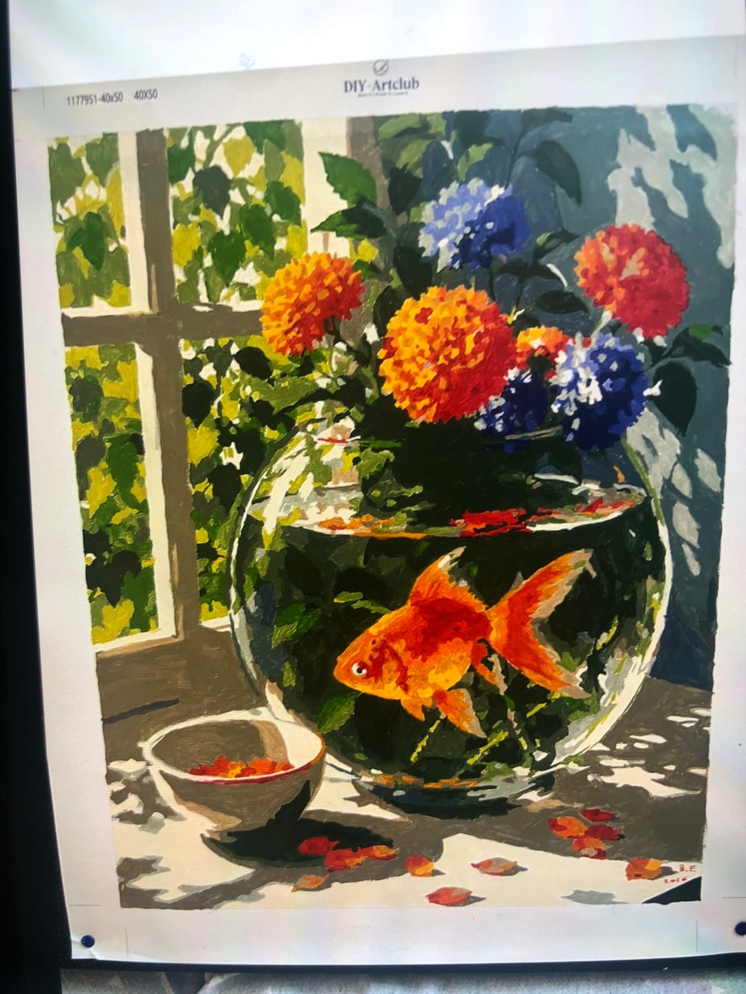 Customer photo review of Golden Hour Goldfish | Paint by Number
