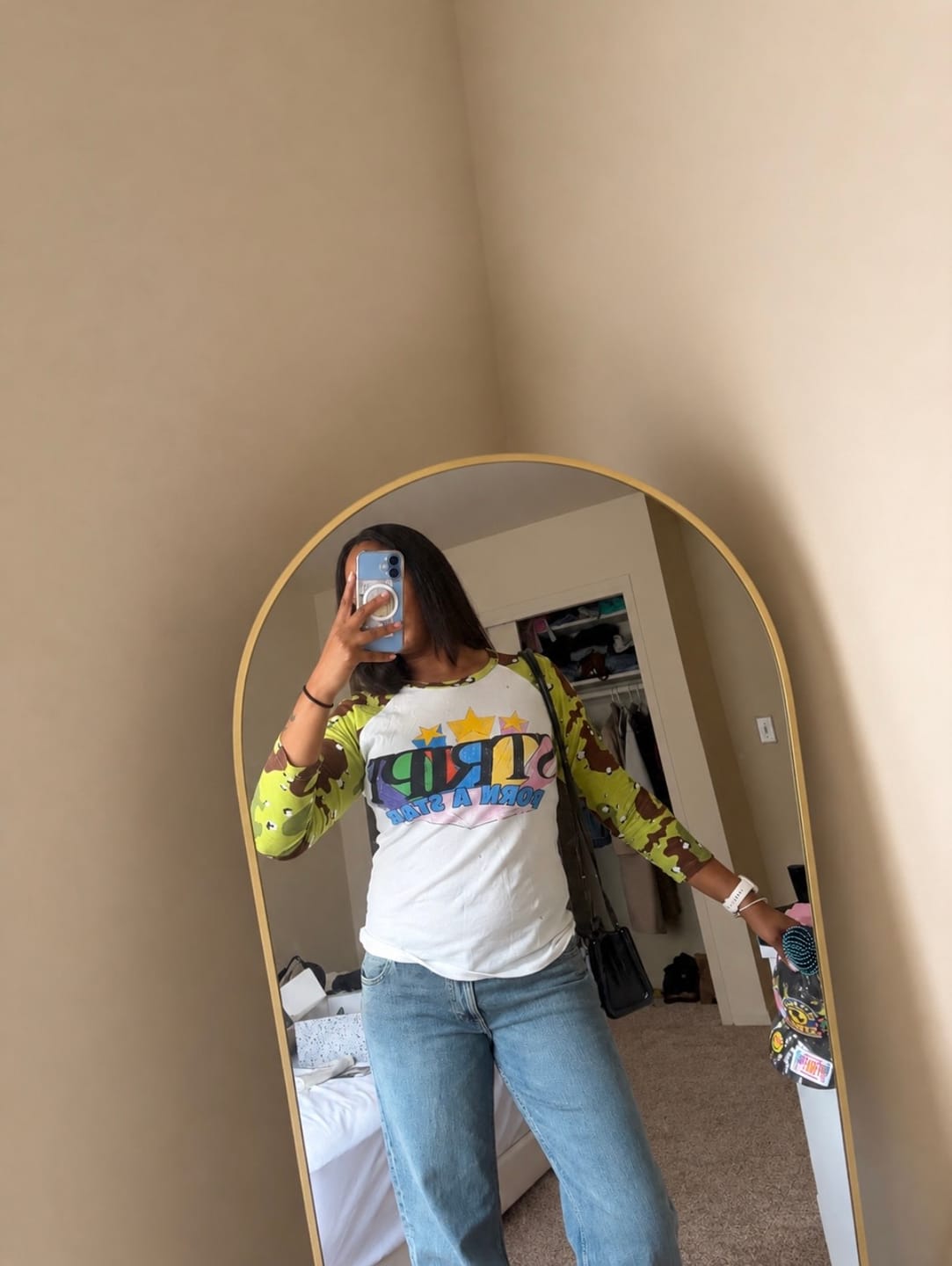 Customer photo review of BORN A STAR CAMO RAGLAN