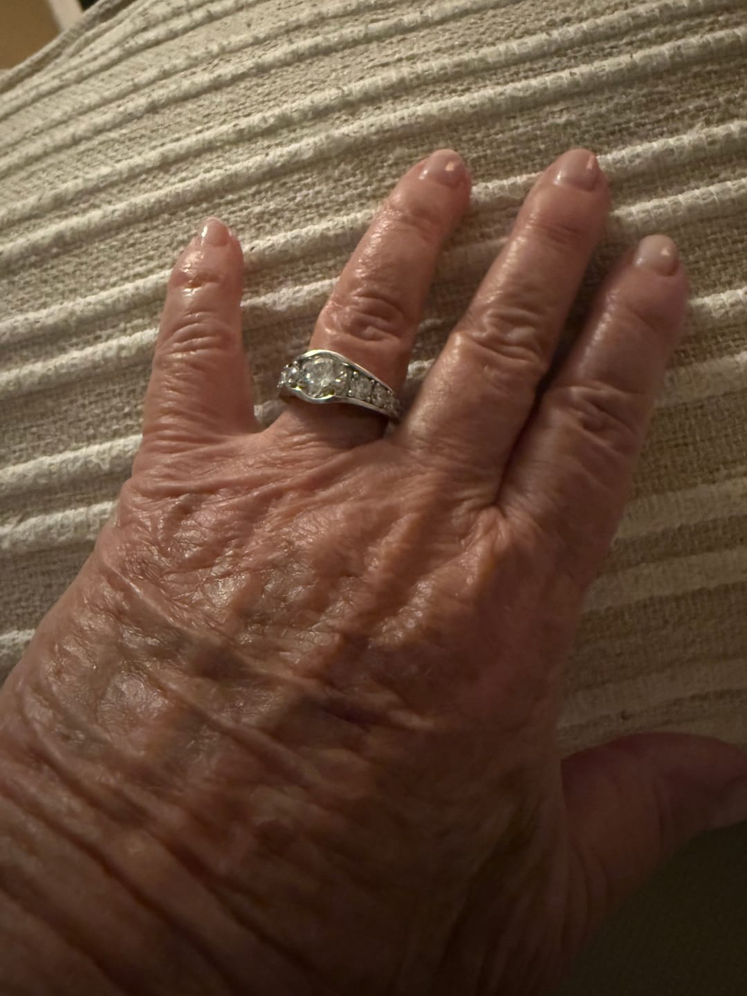 Customer photo review of Bezel Round Moissanite Channel Euro Shank Engagement Ring