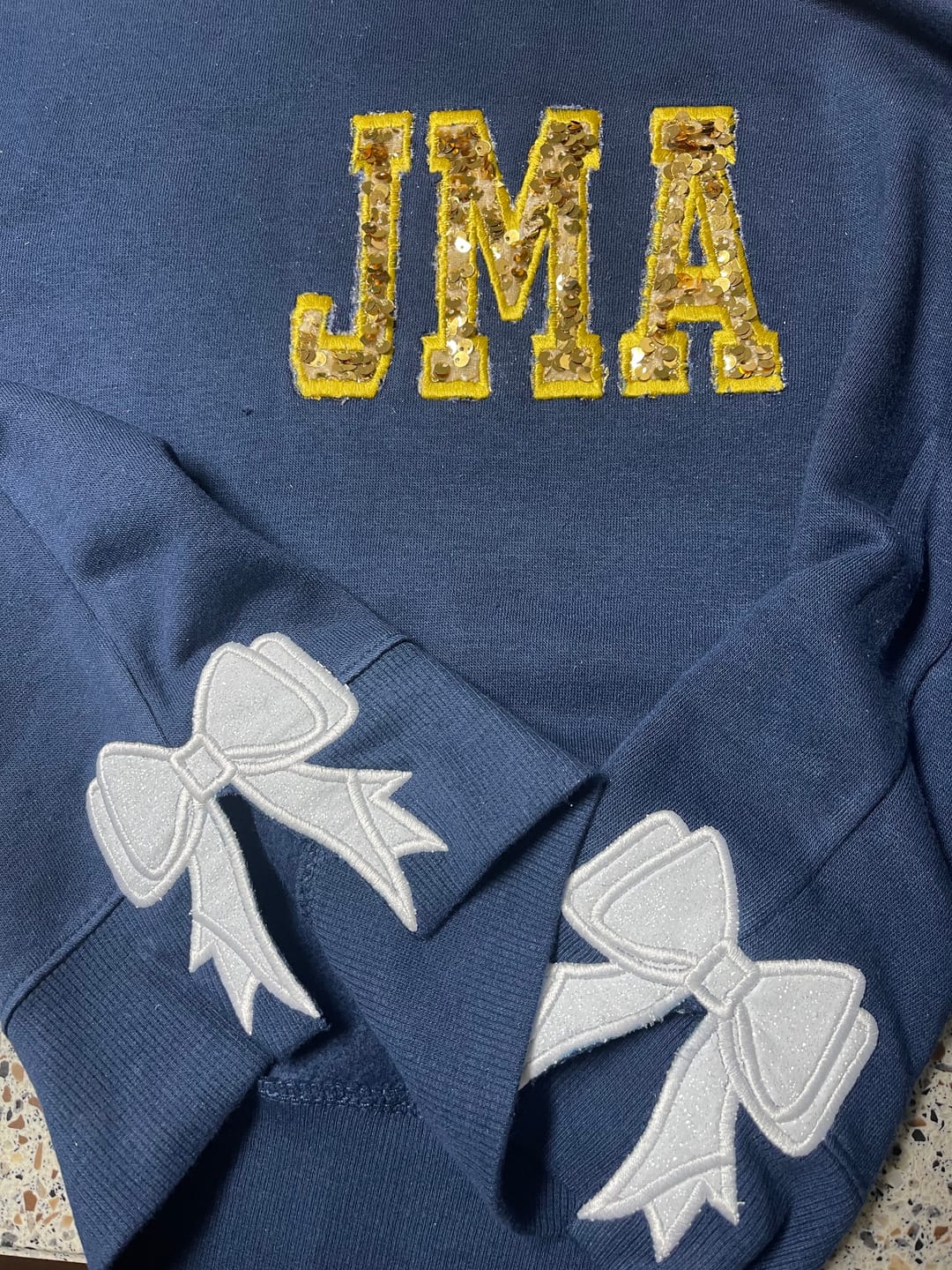 Customer photo review of Bright Gold Sequin on Velvet