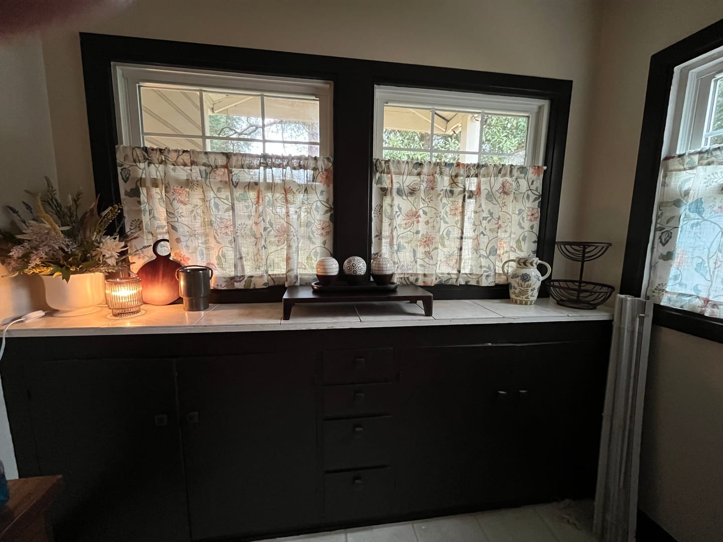 Customer photo review of Hattie Floral Linen  Kitchen Curtains (2 Panels)