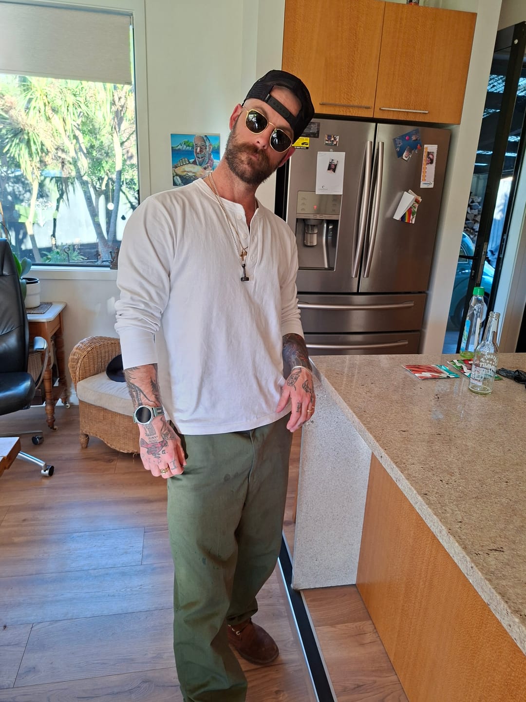 Customer photo review of 1930s Loopwheel Cotton Henley Shirt