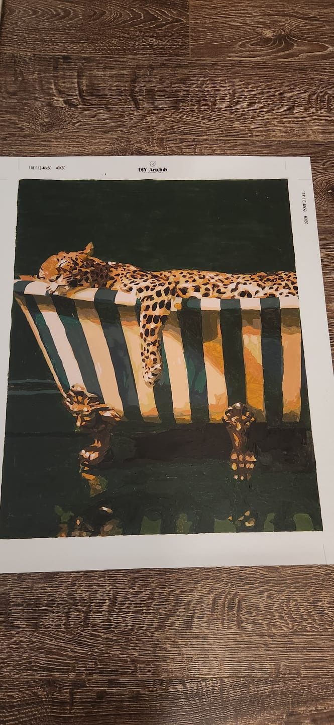 Customer photo review of Leopard's Lazy Soak | Paint by Number