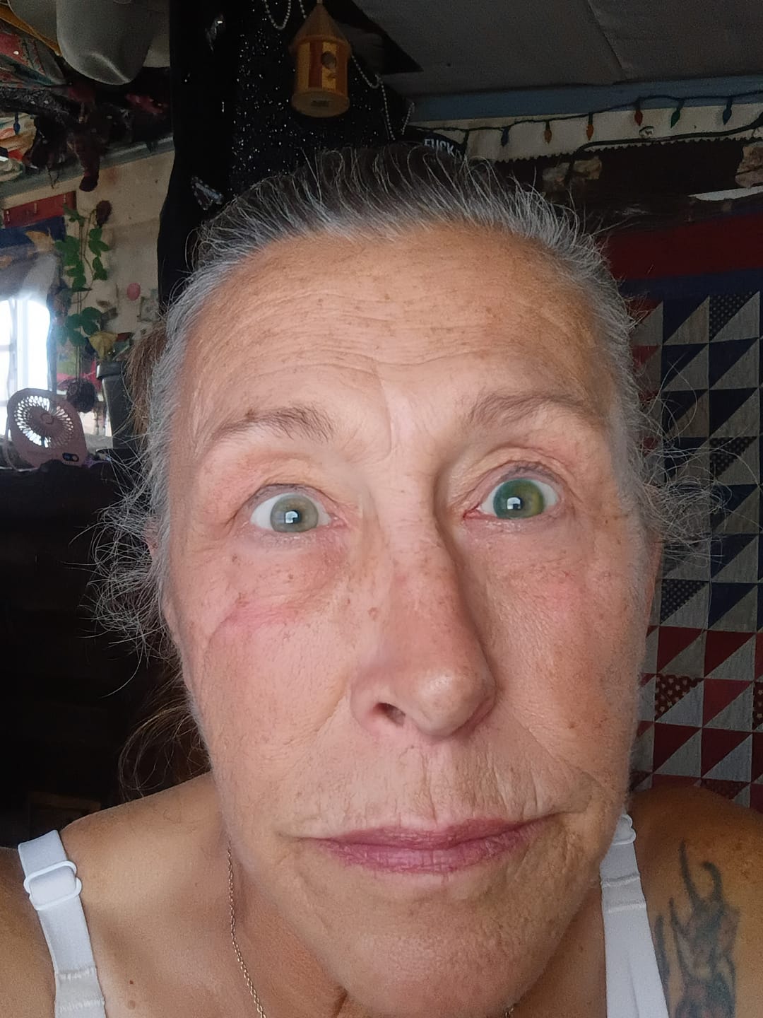 Customer photo review of lracema Green Prescription Colored Contact Lenses