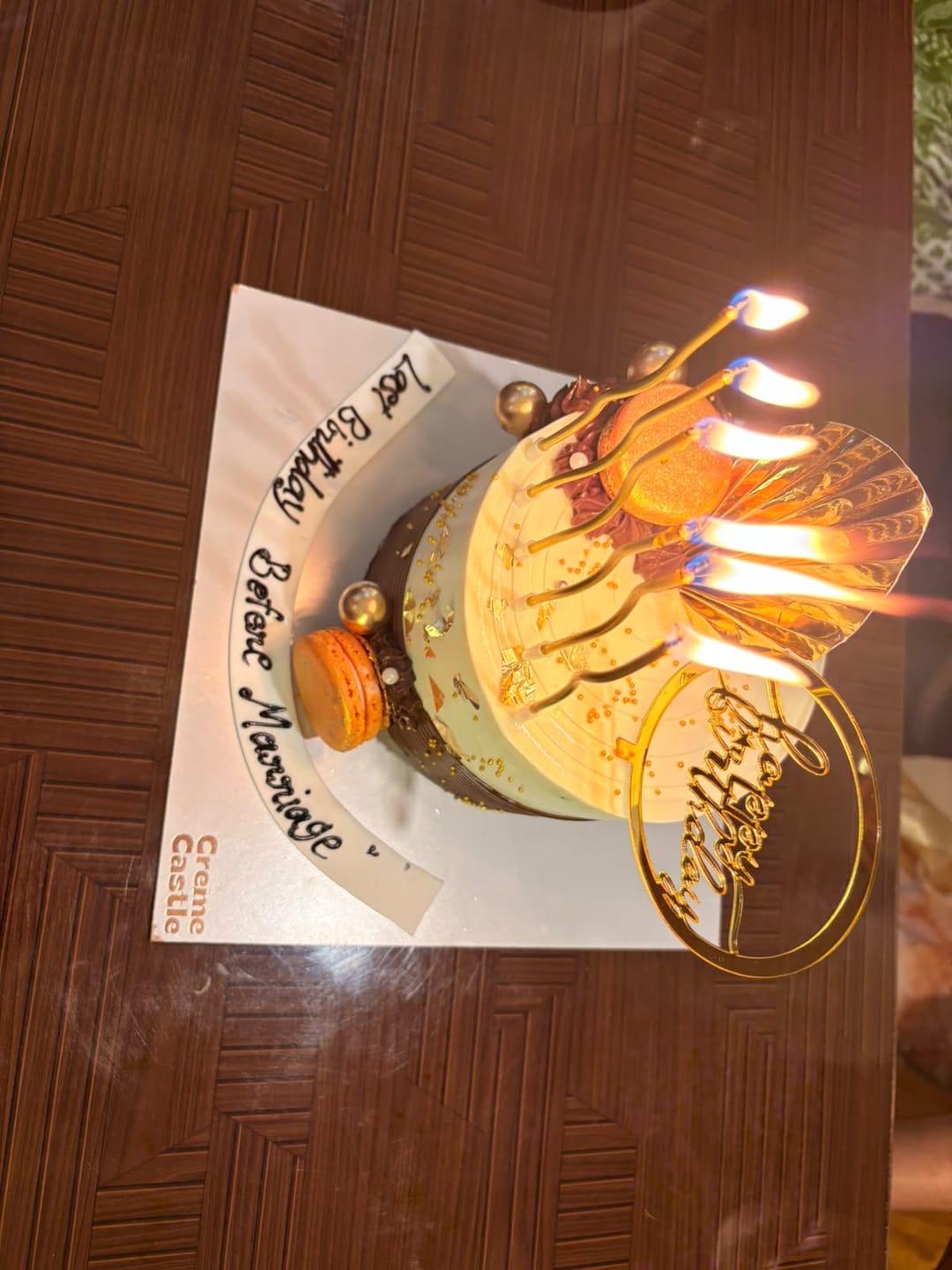 Customer photo review of Golden cake for boyfriend birthday