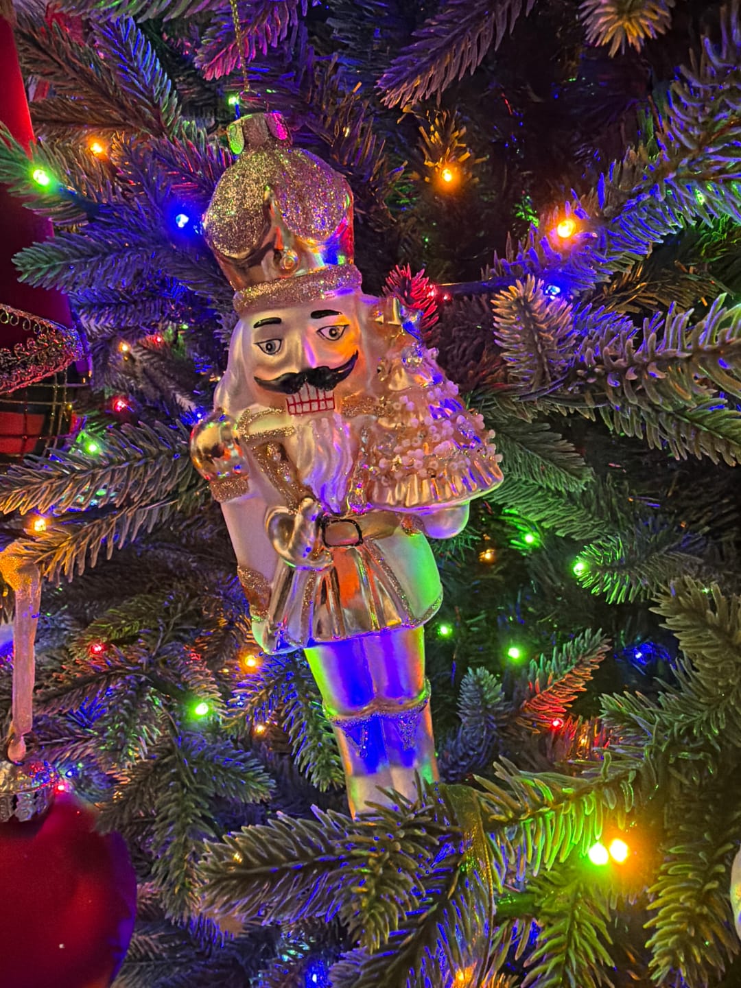 Customer photo review of 8.25" White Gold Nutcracker Ornament