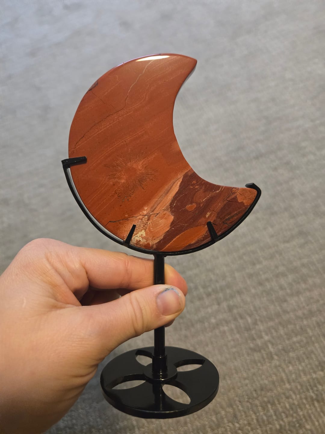 Customer photo review of Unique,Natural Crystal Red Jasper Moon With Stand