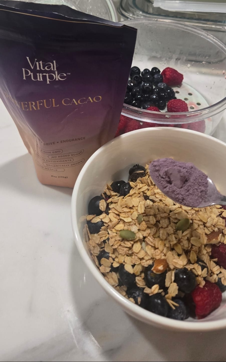 Customer photo review of Organic High Flavanol Cocoa Powder | Purple Cacao Powder | 25% Fat